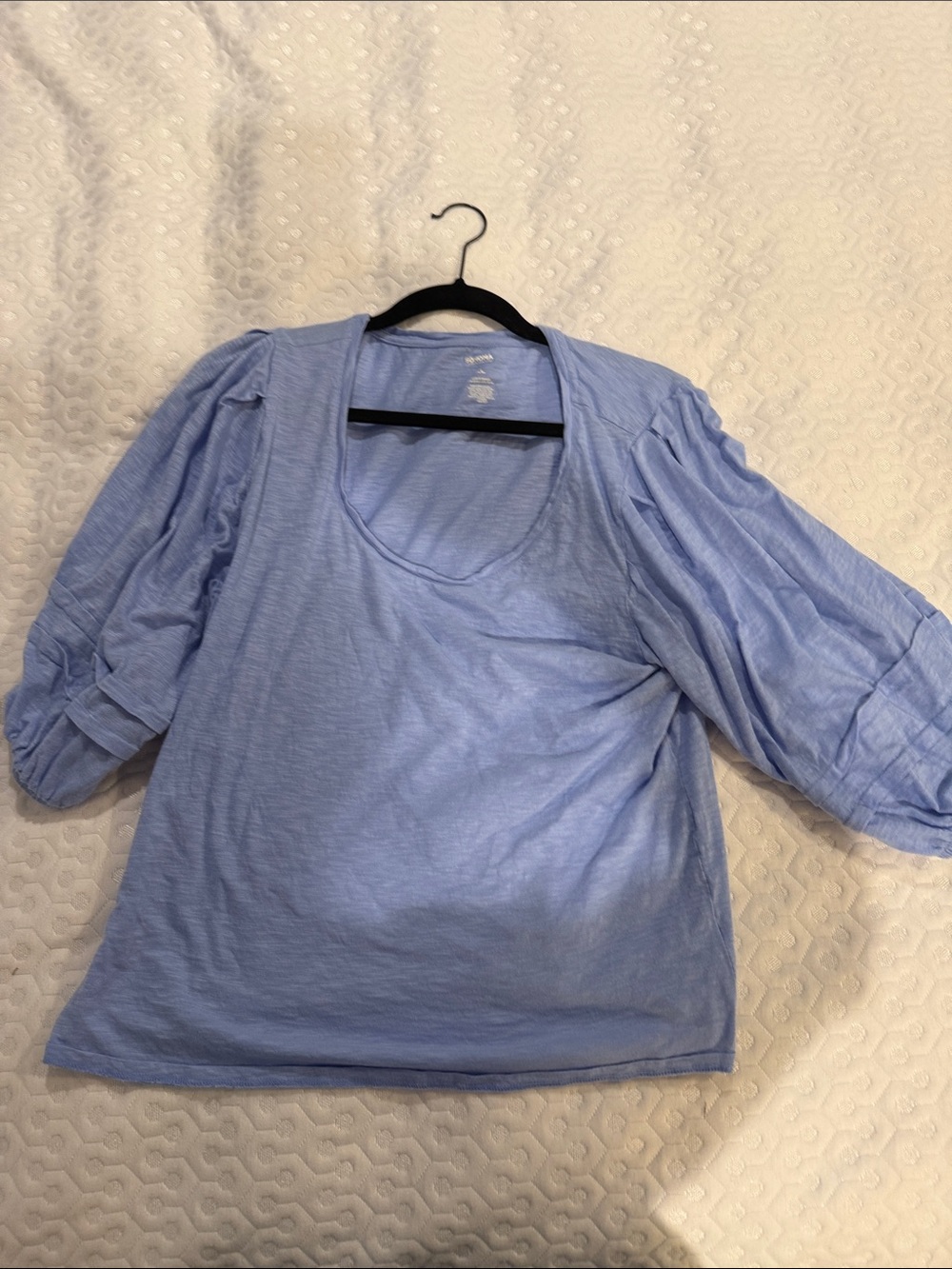 Sonoma Light Blue Puff Sleeve Scoop Neck Top